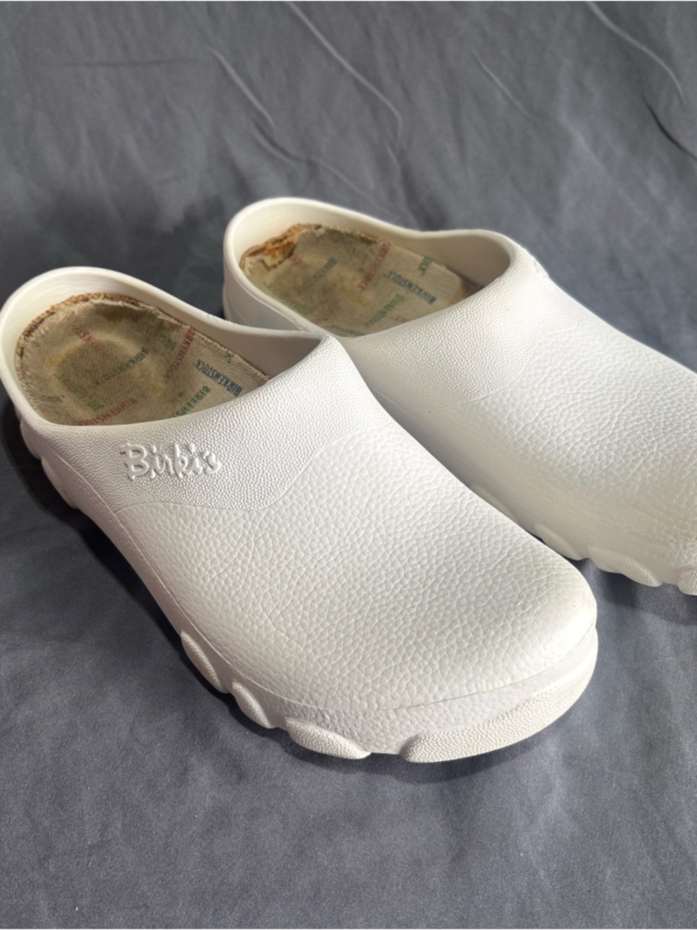 Birkenstock White Slip-On Clog with Printed Insole